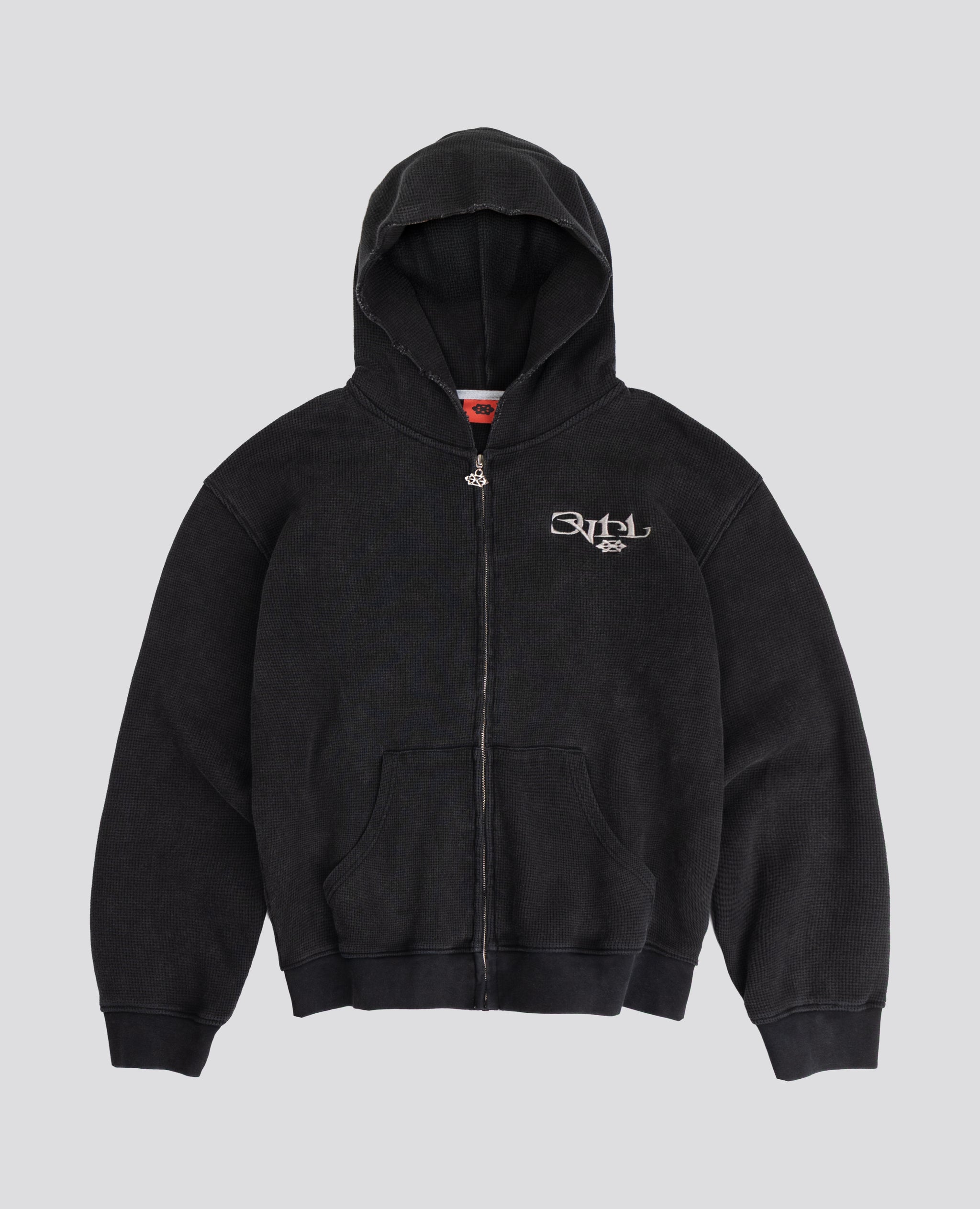 BRUTALIST BLACK WAFFLE ZIP