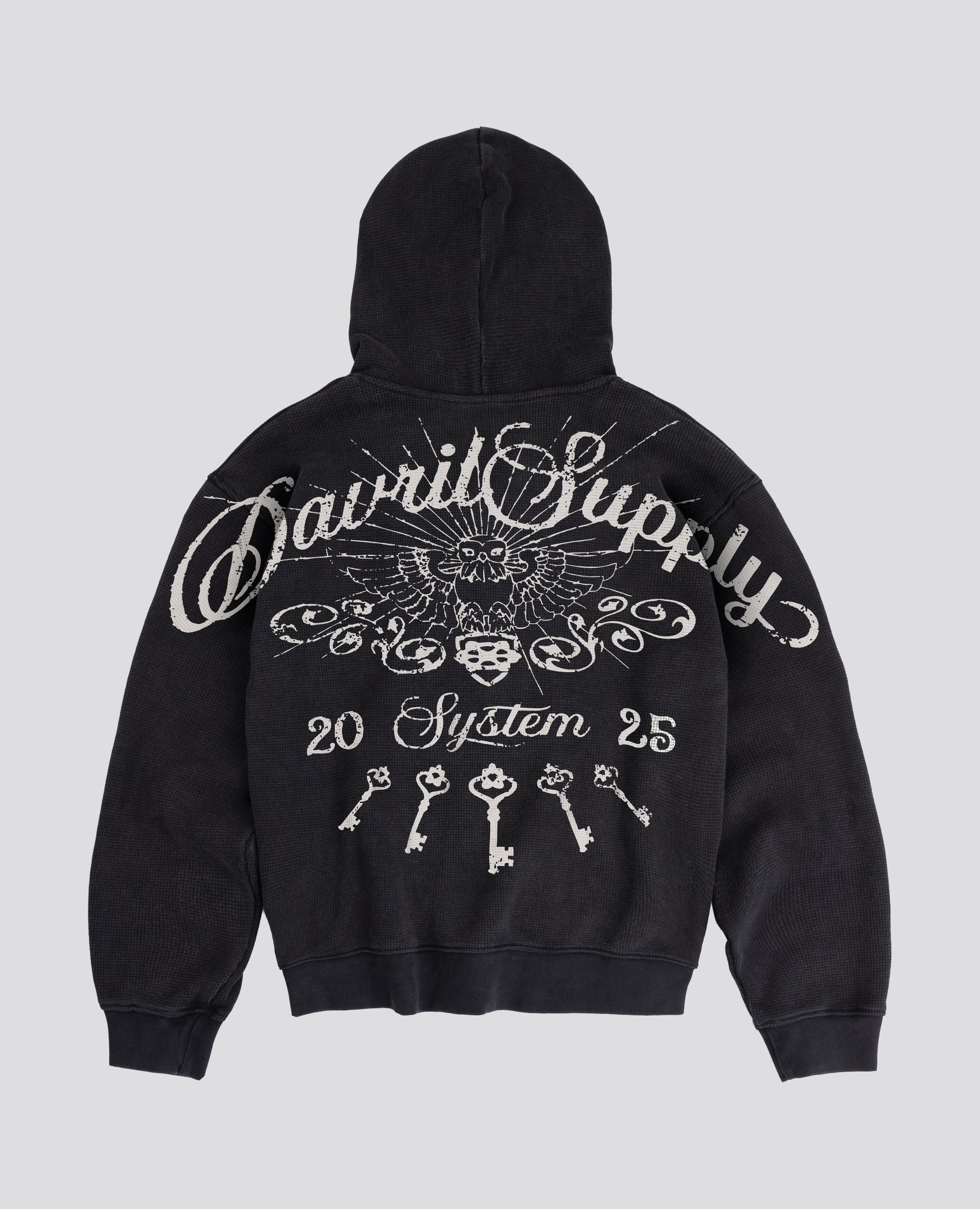 BLACK OPENING WAFFLE ZIP