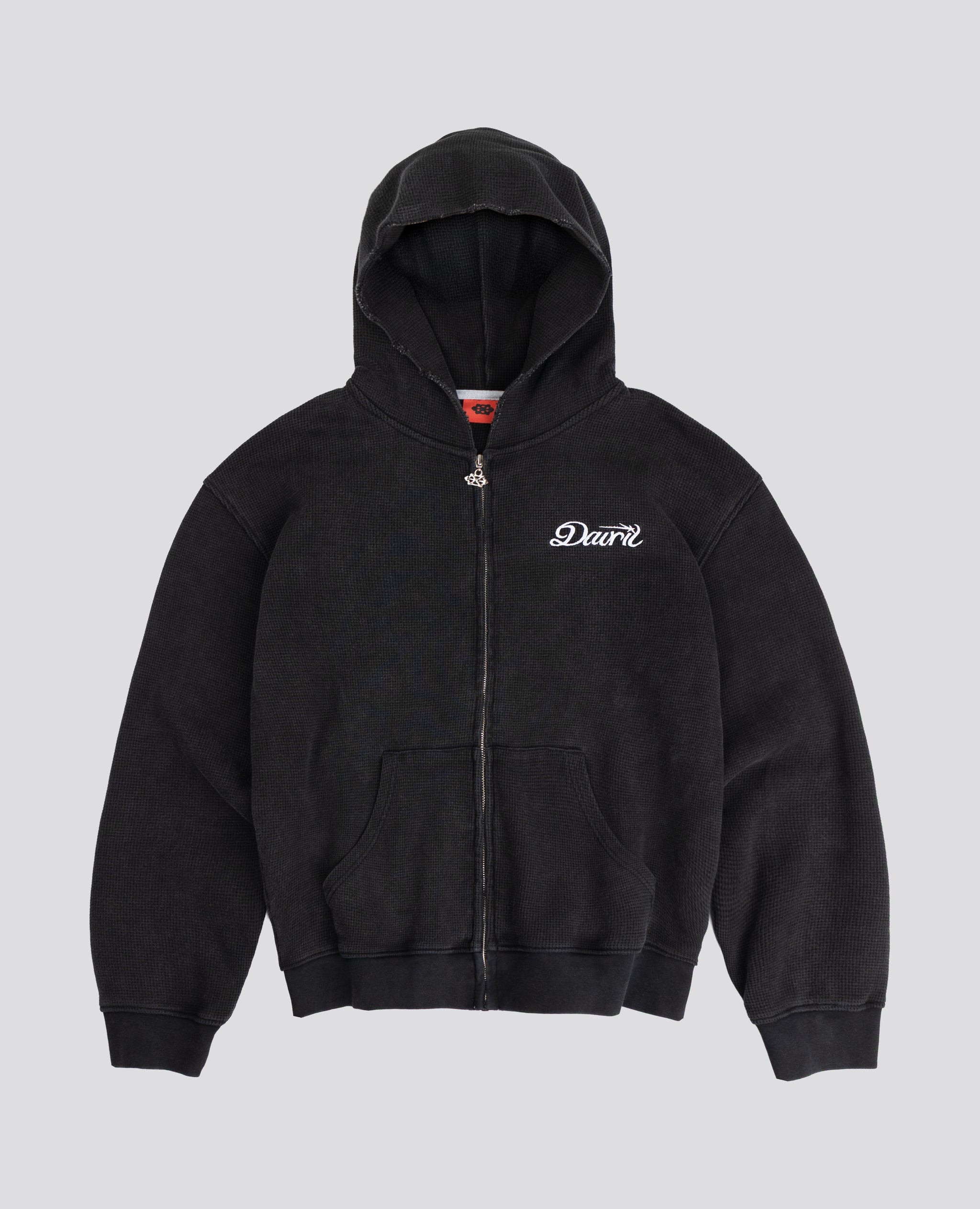 BLACK OPENING WAFFLE ZIP