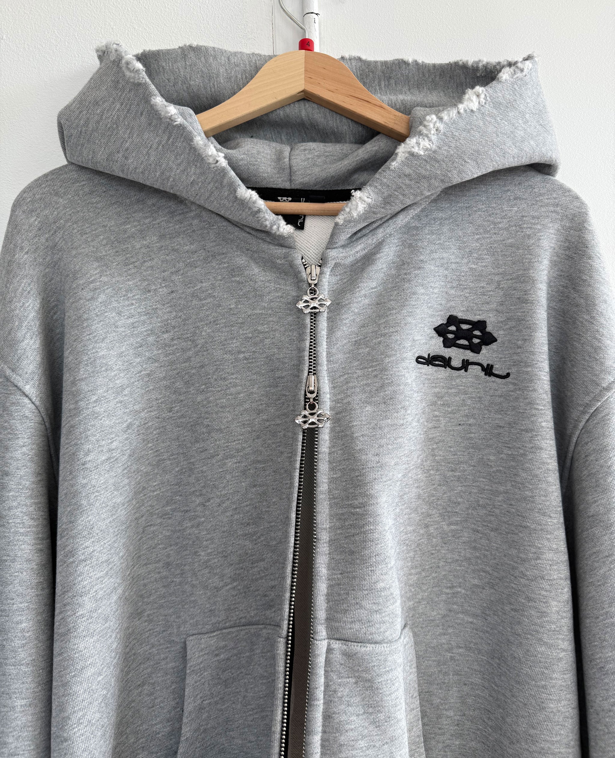 GREY DISTRESSED ZIP