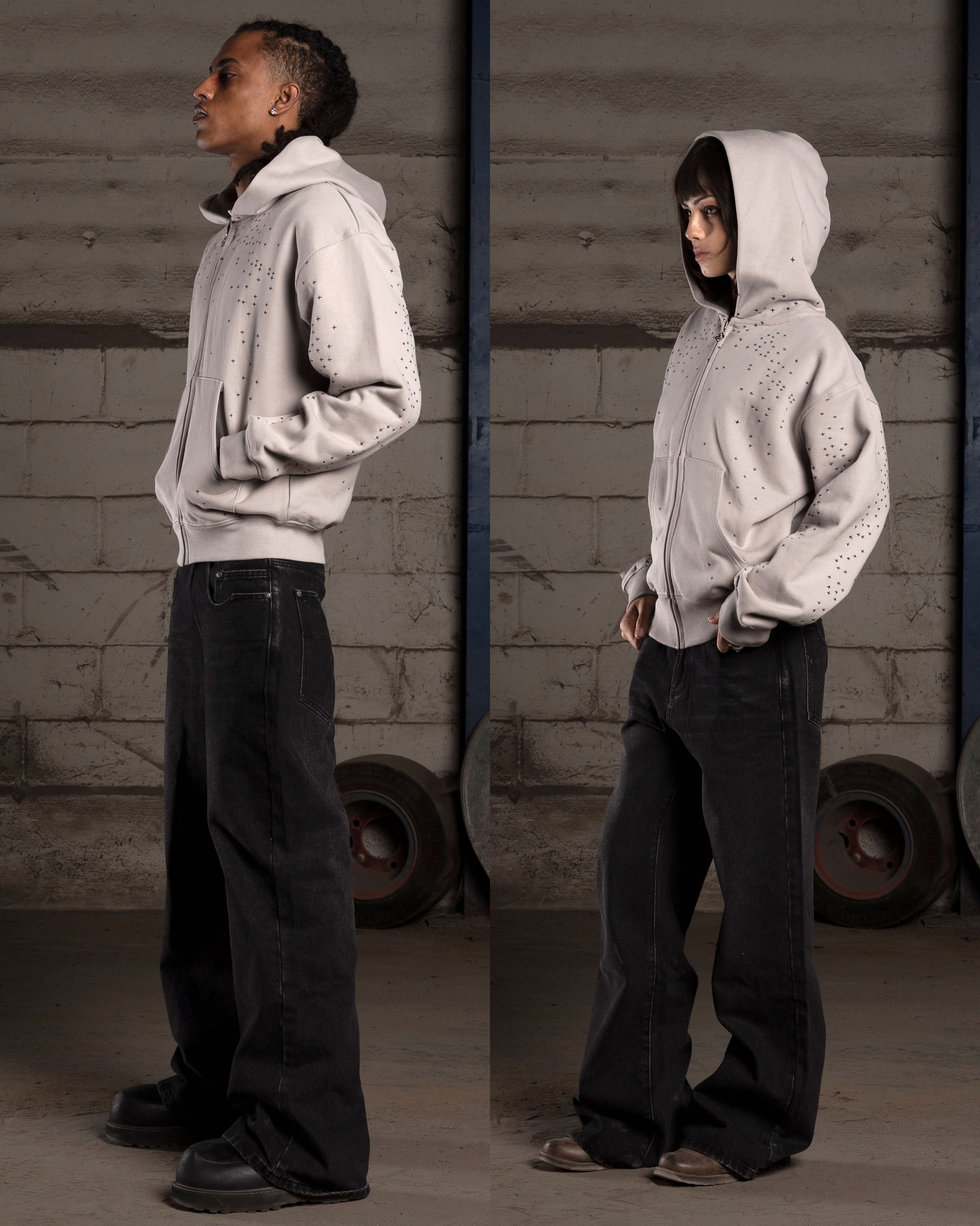 GREY STARDUST ZIP